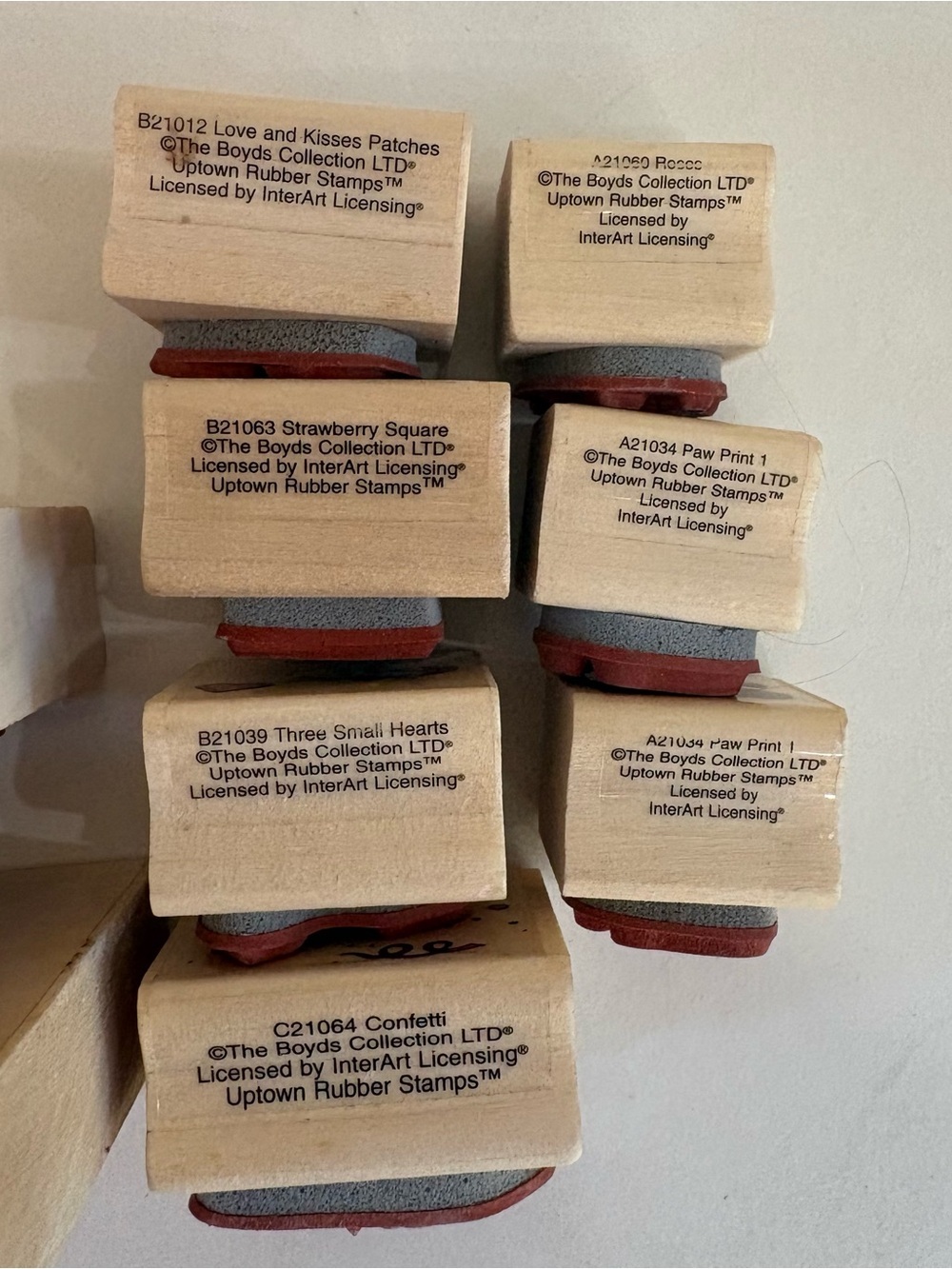 Boyds Bears Wood Stamp Set (9) Unused Birthday & Tea Party Uptown Rubber Stamps - Picture 8 of 8